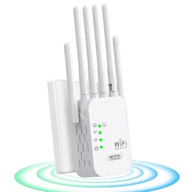Ripetitore WiFi Extender Potente1200Mbps,6 Antenna, Dual Band 2.4G / 5G Amplificatore wifi,2 Porte LAN,Estensore Wi Fi per Casa e Ufficio,con Video Tutorial,Installazione Facile