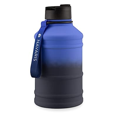 Navaris Borraccia Palestra Acciaio Inox 2,2 Litri - Bottiglia Acqua XXL Fitness Sport Ginnastica - Tanica Grande Parete Singola con Tappo Antigoccia
