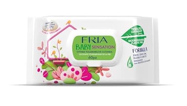 Fria Baby Sensation Salviette per Cambio Pannolino, con Burro di Karitè ad Azione Emolliente sulla Pelle, Dermatologicamente Testate, Confezione da 60 Salviette