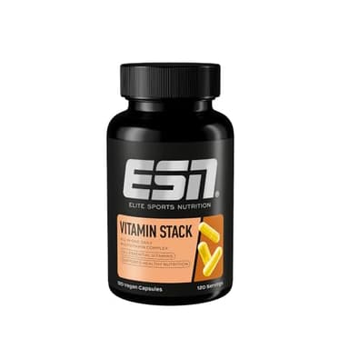 ESN Vitamin Stack, capsule multivitaminiche, 120 pezzi - 4 mesi di fornitura, ad alto dosaggio, 13 preziose vitamine in una capsula, solo 1 capsula al giorno, made in Germany