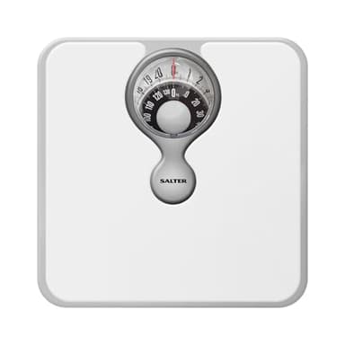 Salter 484 WHDR - bilancia pesapersone meccanica da bagno, max 133 kg, design compatto, lente d'ingrandimento, quadrante di facile lettura, piattaforma imbottita, nessuna batteria, kg, st, e lb