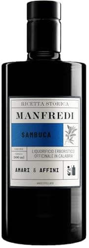 Manfredi, Liquore alla Sambuca Ricetta Storica, 500 ml, Liquore Calabrese con Aroma Fresco e Speziato di Anice Nero e Cumino, Note Dolci e Intense di Anice Stellato, Idea Regalo, 40% Vol.