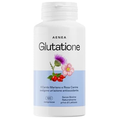 Aenea Glutatione Forte 1000mg, 120 Compresse ad Alto Dosaggio con Rosa Canina e Cardo Mariano, Glutatione Integratore Anti-età, Detox e Benessere Fegato
