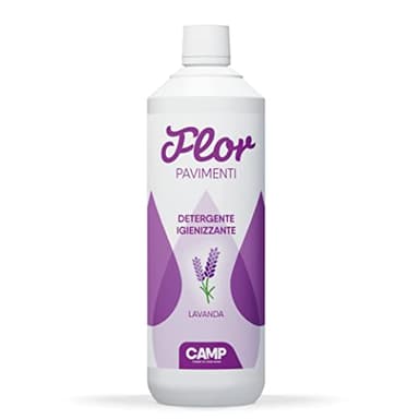 CAMP Flor Lavanda - Detersivo Pavimenti Profumato Igienizzante, Detergente Pavimenti Delicato Senza Risciacquo Per Tutte le Superfici - Uso Manuale o con Robot Lavapavimenti, Prodotti Pulizia Casa, 1l