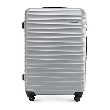 WITTCHEN Valigia da viaggio grande trolley valigia check-in guscio rigido ABS 4 ruote piroettanti chiusura a combinazione maniglia telescopica Groove Line grigio Ryanair/ITA Airways/easyJet/Wizz Air