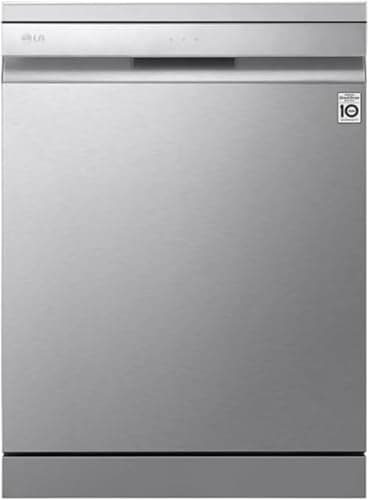 LG DF455HSS Lavastoviglie Libera Installazione, Serie 4, 14 coperti, Sistema QuadWash a 4 Bracci Irroratori, Vapore TrueSteam, Apertura Automatica della Porta, 3° Cestello per le Posate, Wi-Fi, Grigia