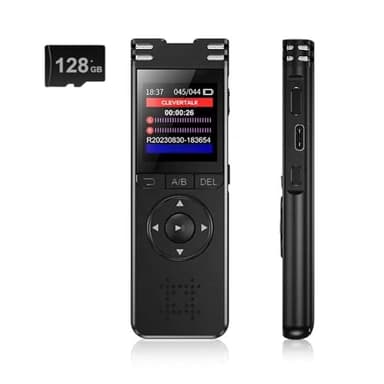 128 GB, registratore vocale professionale digitale, 70 ore registratore audio, PCM 1536 kbps, riduzione del rumore, attivazione vocale, alluminio, schermo a colori, registratore USB C portatile