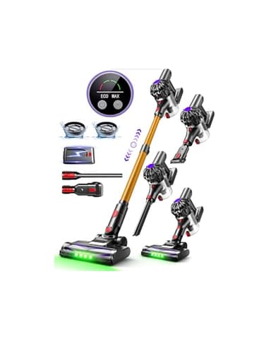 Slivamo S16 Aspirapolvere Senza Fili, 50kPa/600W/45min, Batteria Rimovibile, Scopa Elettrica Leggero con Luce LED Verde, Autoportante, per Peli Di Animali/Pavimenti Duri, Arancione