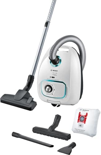 Bosch ProHygienic Serie 4, Aspirapolvere a Traino con Sacco, PowerControl, Sacchetto della Polvere AirFresh, Filtro Igienico UltraAllergy, Bianco, BGBS4HYG1