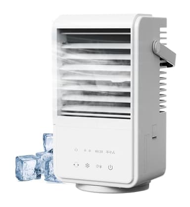 Condizionatore Portatile 1000ml, 3 Velocità, 2 Modalità, Radiatore Aria, Basso Consumo, Serbatoio Grande Capacità, Oscillazione 90°, Luce RGB, Touch Screen, USB-C, Silenzioso, per Casa/Ufficio