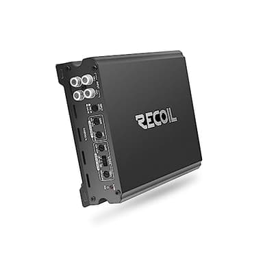 RECOIL DI1200-4 Amplificatore audio per auto full-range in classe D a 4 canali, 2.400 Watt, 2-4 Ohm stabili, alimentatore MOSFET, collegabile a ponte