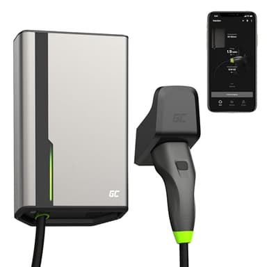 Green Cell GC HabuDen Wallbox 22kW 32A 5m Tipo 2 Cavo di Ricarica EV Caricabatterie con GC App Bluetooth WiFi Compatibile con Tutte Le Auto Elettriche Ricarica con 22kW / 11kW / 7,2kW / 3,6kW