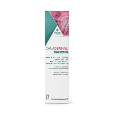 Xanadermal Afte Oral Gel - Gel per afte e piccole lesioni della bocca, lenisce e rigenera - con aloe, camomilla, propoli, altea, acido ialuronico e mirra - Tubo 15 ml