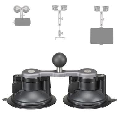 FANAUE porta cellulare auto, Base a Ventosa con Adattatore a Sfera da 1", Doppie Ventose Compatibile con RAM MOUNTS Bracci a Doppia Presa per il Montaggio sul Parabrezza dell'Auto