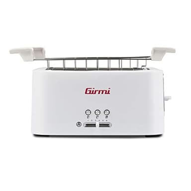 Girmi TP91 Tostapane Xl, 1500 W, Pinze Inox extra-lunghe, Raccogli briciole, 3 funzioni di 6 livelli di cottura, Spegnimento automatico