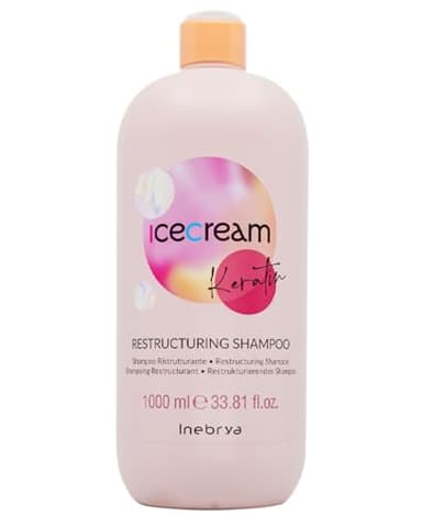 Inebrya Ice Cream Keratin Restructuring Shampoo Ristrutturante,1000 ml