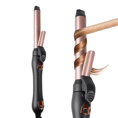 LANDOT Ferro Arricciacapelli Automatico Rotante 25mm: Ferro Capelli Professionale Protezione 4X Rivestimento Antistatico in Tormalina Ceramica - Ricci Medi Morbidi e Naturali