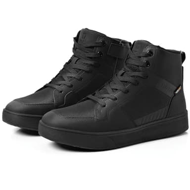 RIDEIRON Scarpe Moto Uomo Stivali Moto Normativa CE Adatti a Tutte Le Stagioni, Impermeabili Antiscivolo Traspiranti alla Moda e Comodi Nero 42