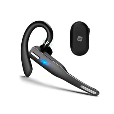NK Auricolare Bluetooth Singolo Cuffie Bluetooth V5.1 con Microfono e Cancellazione del Rumore, Connessione a Doppio Dispositivo per iPhone, Android e PC - Include Custodia per il Trasporto