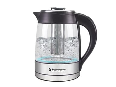 BEPER BB.103 Bollitore Elettrico 1,8 L - Tisaniera Infusiera con Filtro in Acciaio Inox per The e Tisane in Foglia