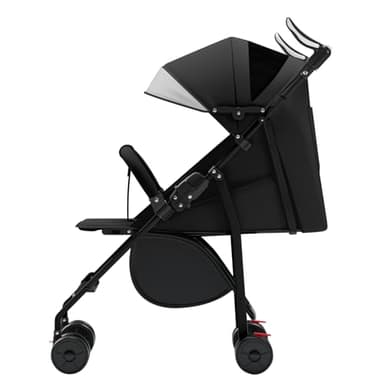 Passeggino leggero e compatto, ultra leggero, reclinabile, posizione carrozzina, pieghevole ombrello, baldacchino regolabile – dalla nascita a 22 kg, cuscino in cotone + zanzariera, nero