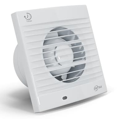EINTTAX Aspiratore Bagno 100 mm, silenzioso, 34 dB, Con timer e valvola di ritegno, per bagno, cucina, WC, garage, cantina, bianco