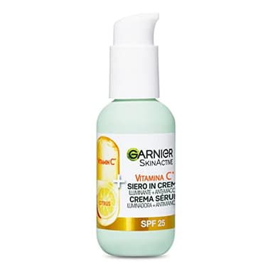 Garnier Siero in Crema Vitamina C SkinActive, 2 in 1 Siero Vitamina C e Crema Idratante SPF25, Anti-Macchie e Illuminante, Non unge, Adatto a Tutti i Tipi di Pelle, 50 ml