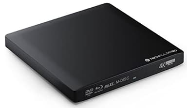 techPulse120 Esterno UHD USB 3.1 4K-Ultra HD Masterizzatore Lettore Blu-ray Blue BD Player BDXL Burner per PC USB-C M-Disc lettori BluRay 4K USB UltraHD nativo Alu Nero