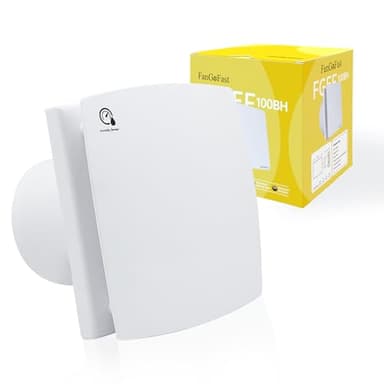 FanGoFast Aspiratore da Bagno 100mm, Ventola di Aspirazione con Timer Regolabile e Sensore di Umidità, Design a Bassa Rumorosità per Montaggio su Pareti Soffitti e Finestre