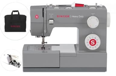 Singer Heavy Duty 4432 con borsa portamacchina e piedino tagliacuci CUCIREONLINE Motore potente con potenza di perforazione migliorata, 110 applicazioni di punti, telaio interamente in metallo
