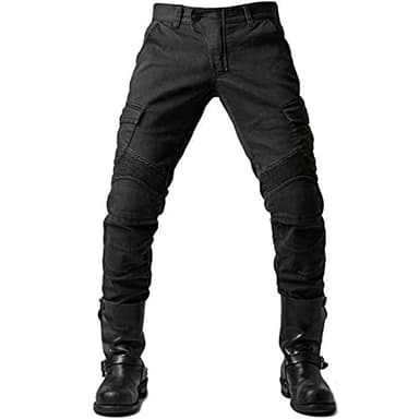 GEBIN Uomo Pantaloni da Moto, Motorcycle Pantaloni, Jeans da Motociclista Elasticizzati Slim Fit da Uomo, Jeans alla Moda su Tutta La Vita (Black,XL=W37.4''(95cm))