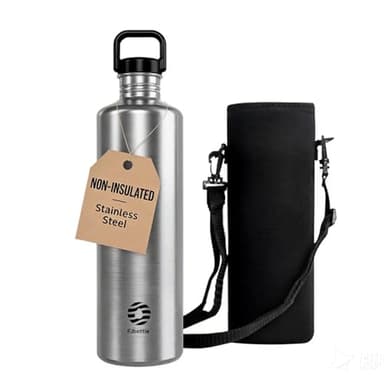 Healter Borraccia 2 Litri Acciaio | Borraccia Non Isolata a Parete Singola | Ecologica Riutilizzabile | Bottiglia in Metallo a Prova di Perdite per Campeggio e Sport all'aria Aperta (Argento)