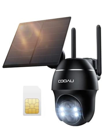 COOAU 4G Telecamera Esterno con SIM e pannello solare,2K Telecamere Batterie Senza Fili,360°PTZ Videocamera Sorveglianza,Visione Notturna a Colori,Audio Bidirezionale,IP66