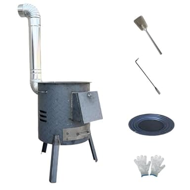 Stufa A Legna Da Interno In Acciaio, Fornello Da Campeggio, Piccola Per Riscaldamento Familiare, Multifunzionale Per Campeggio, Tendas, Calore E Cottura(Ø48cm)