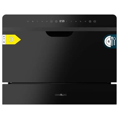 Cecotec Lavastoviglie Libera Installazione 12 Coperti Bolero Aguazero 2500 S-BI Black Glass D. Silenziosa, 5 Programma, KidLock, Risparmio Energetico, Funzione Asciugatura, Vetro Nero, Tattile