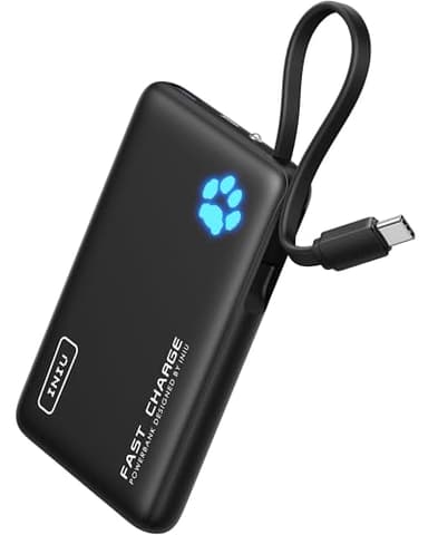 INIU 45W Power Bank, 10000mAh PowerBank con USB C Cavo Integrato, Ricarica Rapida PD3.0 QC4.0 USB C Input & Output, Mini Caricatore Portatile Power Bank per iPhone 16 15 14 13 Samsung Xiaomi iPad