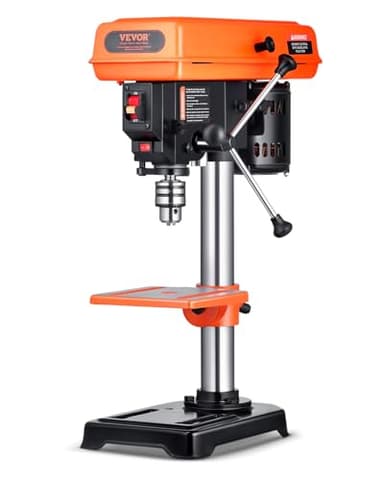 VEVOR Trapano a Colonna da Banco 203,2 mm, Motore a Induzione, 500 W, Velocità Regolabile 550/950/1450/1950/2500 giri/min, Tavolo da Lavoro Inclinabile 0-45°, Luce LED Trapano per Legno Metallo
