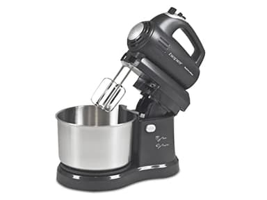 Sbattitore con ciotola girevole a 5 velocità, nero/inox, 2,8 l, 300 W