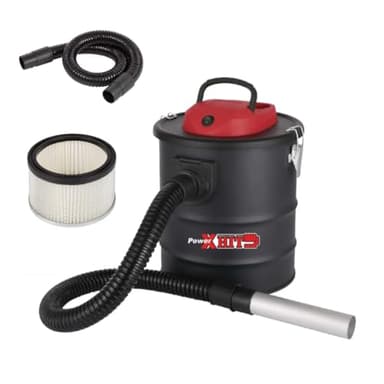Aspiracenere per stufa a pellet e camini, Serbatoio 20 Litri, Filtro, Potenza 1800W, Fusto in lamiera laccata, Tubo flessibile in alluminio 1mt