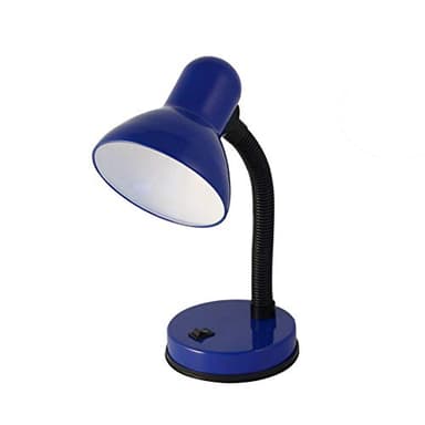 VELAMP CHARLESTON Lampada da tavolo con collo flessibile - Design moderno - Ideale per scrivania, lettura e comodino - Attacco lampadina E27 - Colore blu