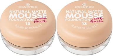 essence NATURAL MATTE MOUSSE FOUNDATION, N. 13 - Fondotinta effetto nude, opacizzante, coprente, risultato espresso, opaco, vegano, senza olio, senza profumo, senza alcool, confezione da 2 (15 g)