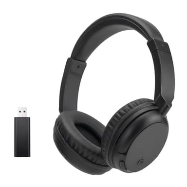 Cuffie Bluetooth Senza Fili Con Radio Fm, Cuffie Senza Fili Over-Ear Per Tv, Computer E Telefono, Nessun Ritardo Audio Auricolare Senza Fili, Design Ultra-Leggero Per Adolescenti E Anziani (Nero)