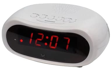 MAJESTIC SVE 232 – Sveglia digitale display LED 0.6” con luminosità regolabile, Alimentazione AC 220-240V/50Hz, bianca