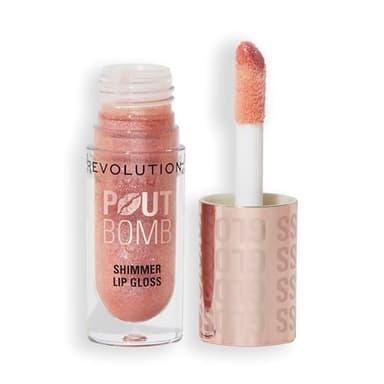 Revolution, Pout Bomb Shimmer Gloss, Gloss Labbra Lucido e Brillante, con Acido Ialuronico e Profumo di Vaniglia Dolce, Glimmer Nude
