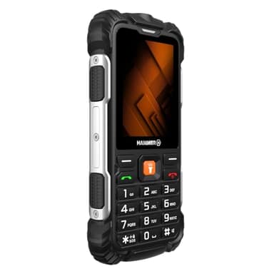 Hammer H Forge Telefono cellulare da esterno senza contratto, 32 GB, batteria da 2300 mAh, display TFT da 2,4", torcia, IP68, radio FM, jack da 3,5 mm, 2 MP, USB-C, doppia SIM, antipolvere