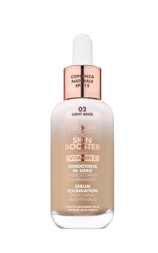 Deborah Milano - Skin Booster Fondotinta Coprente in Siero SPF 15, N.2 Light Beige, Energizzante e Illuminante, Con Vitamina C, Effetto Naturale, Uniforma l'Incarnato, 30 ml