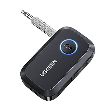 UGREEN Ricevitore Bluetooth 5.4 con Jack 3,5mm con Multifunzioni Pulsante Adattatore Auto Aux con Microfono per Altoparlanti Cuffie Chiamate in Vivavoce, Nero