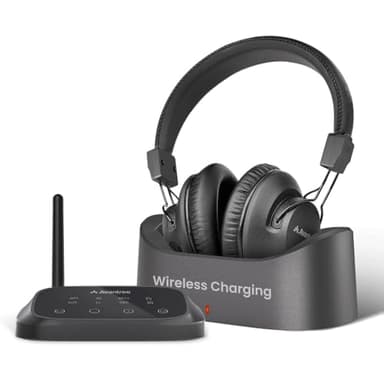 Avantree HT5009 Plus - Cuffie TV Senza Fili Wireless per Televisione, Voce Chiara per Anziani, Pass-Through, Bluetooth 5.3, Chipset Qualcomm, aptX-Adaptive, Base di Carica Separata, 50h Autonomia
