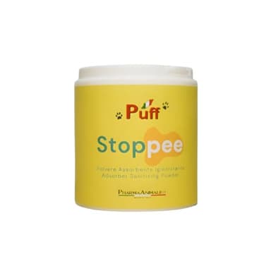 Puff Pet Care StopPee – Polvere Super Assorbente e Igienizzante per Urina e Liquidi Organici di Cani e Gatti | Elimina Odori e Pulisce Senza Risciacquo | 250 ml