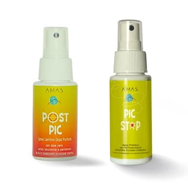 AMAS KIT PROTEZIONE ZANZARE - 2pz - PIC STOP Spray Repellente Naturale + POST PIC Spray Dopo Puntura Naturale - Ideale per Bambini - Prodotto Artigianale 100% made in Italy -(2x50ml) (KIT PROTEZIONE)